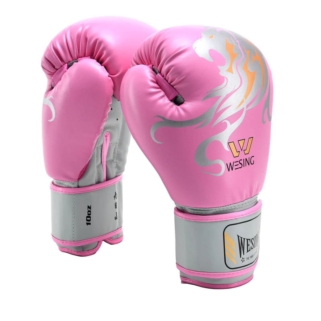 Wesing-Gants d'entraînement de boxe en cuir rose, sac de frappe