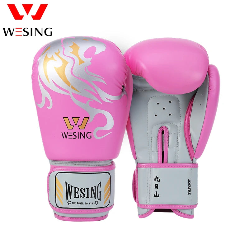 Wesing-Gants d'entraînement de boxe en cuir rose, sac de frappe