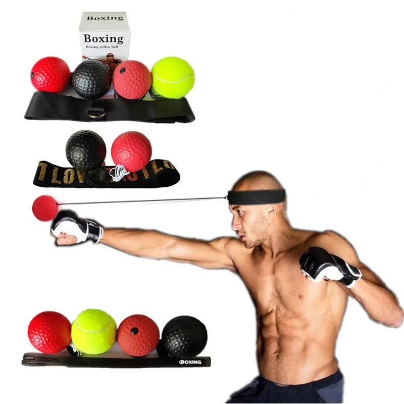 Balle de frappe de vitesse réflexe de boxe, balles en caoutchouc pour l'entraînement de réaction d'agilité avec bandeau, équipements de Fitness, accessoires