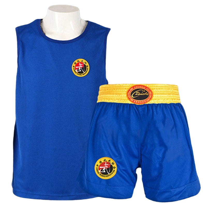 Ensemble de Shorts de boxe pour hommes, femmes et enfants, Muay Thai short t-shirt gilet Sanda BJJ Arts martiaux combat Kickboxing