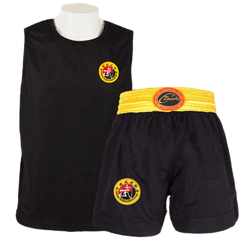 Ensemble de Shorts de boxe pour hommes, femmes et enfants, Muay Thai short t-shirt gilet Sanda BJJ Arts martiaux combat Kickboxing