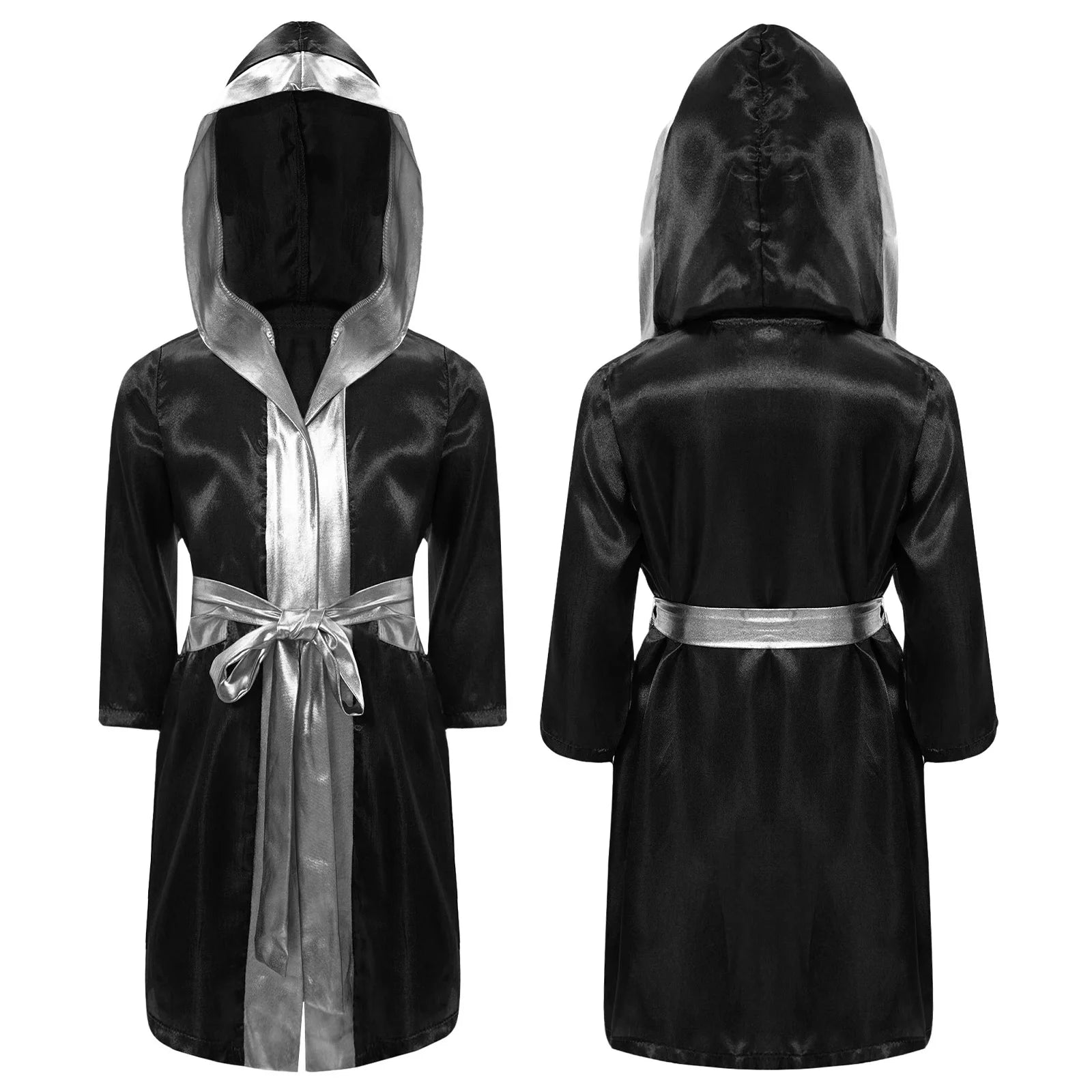 Robe de boxe pour enfants garçons, Costume de Cosplay, Cape à capuche ouverte sur le devant à manches longues avec ceinture pour Kickboxing, entraînement, sport, Fitness