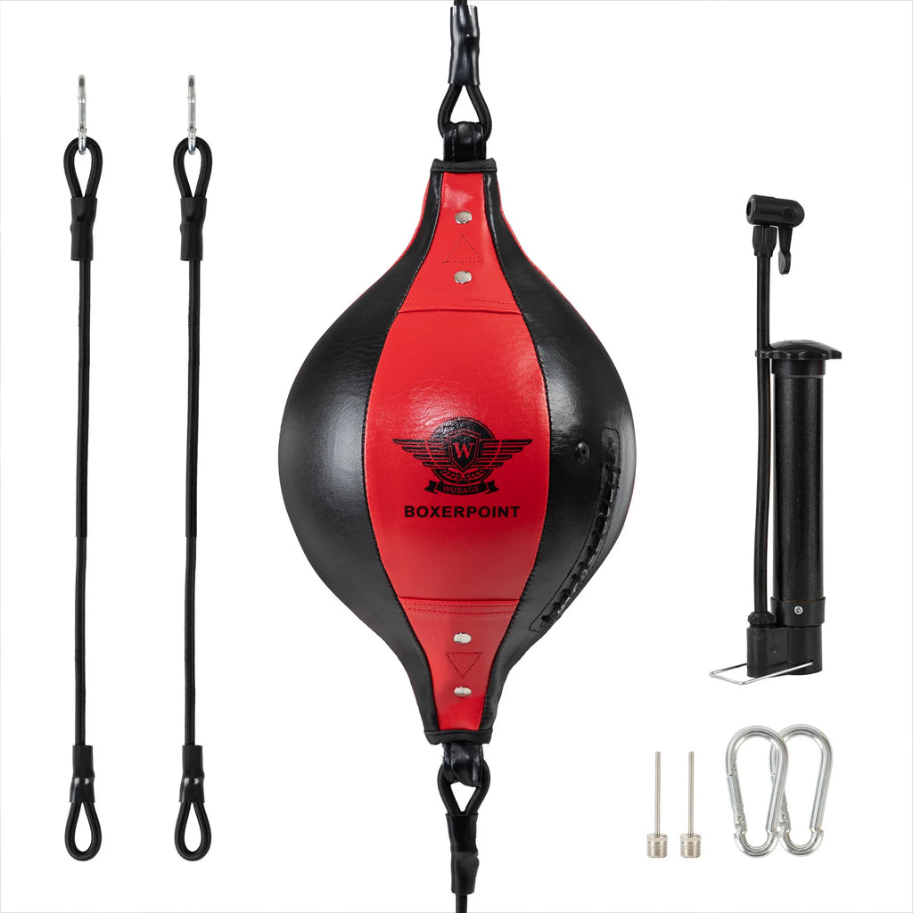 Sac d'entraînement de boxe à Double extrémité, balle de boxe Flexible suspendue, sac de boxe élastique en cuir PU pour équipement de gymnastique et de Fitness