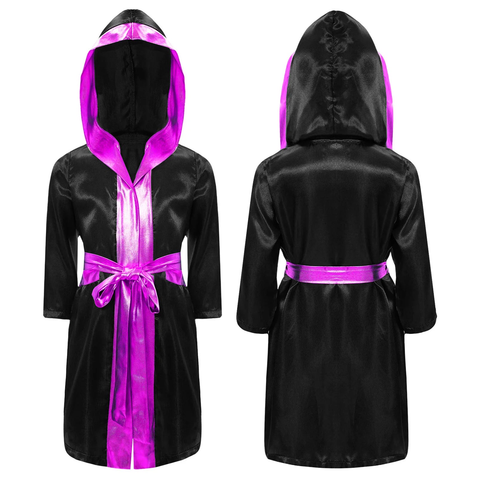 Robe de boxe pour enfants garçons, Costume de Cosplay, Cape à capuche ouverte sur le devant à manches longues avec ceinture pour Kickboxing, entraînement, sport, Fitness