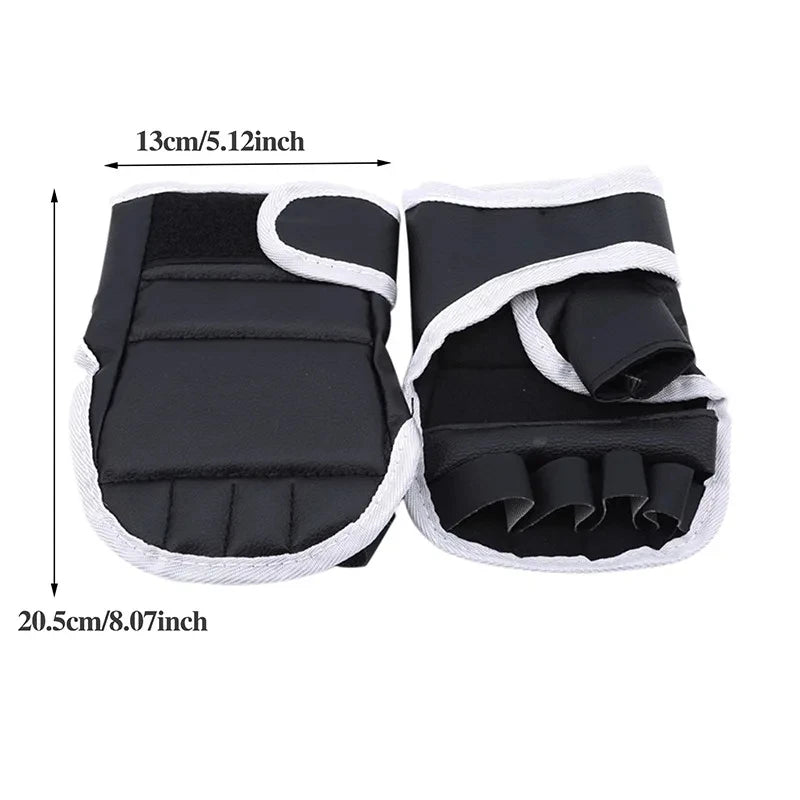 1 paire de gants de boxe noirs demi-doigt en cuir PU karaté Muay Thai gants d'entraînement et d'exercice gants de boxe pour enfants