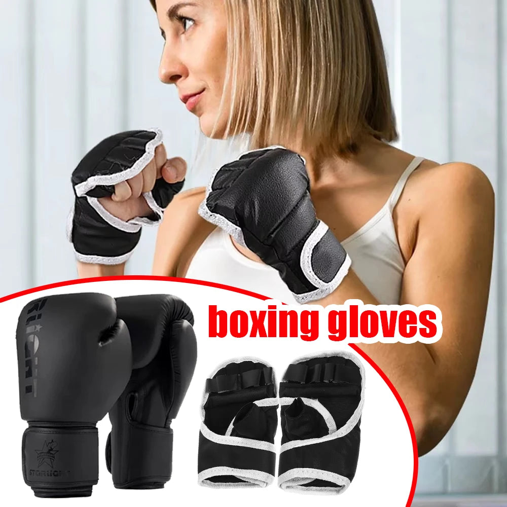 1 paire de gants de boxe pour hommes et femmes, entraînement professionnel Sanda, sac de sable, Muay Thai, gants de combat gratuits pour adultes