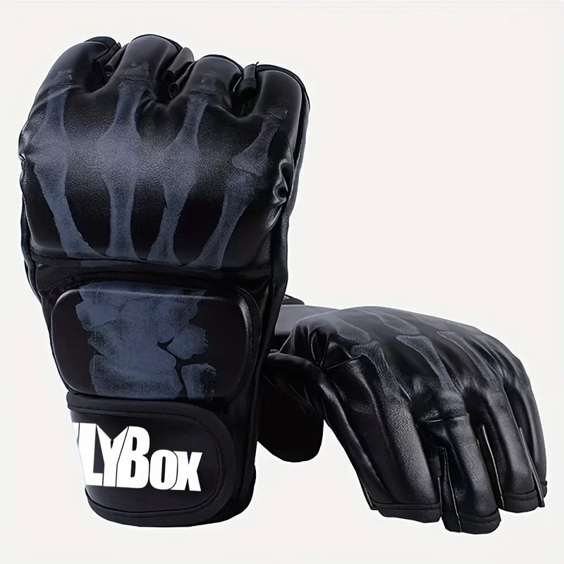 1 paire de gants de boxe en Pu Mma, sac de sable demi-doigt, gants de Taekwondo Muay Thai, équipement d'entraînement de boxe professionnel