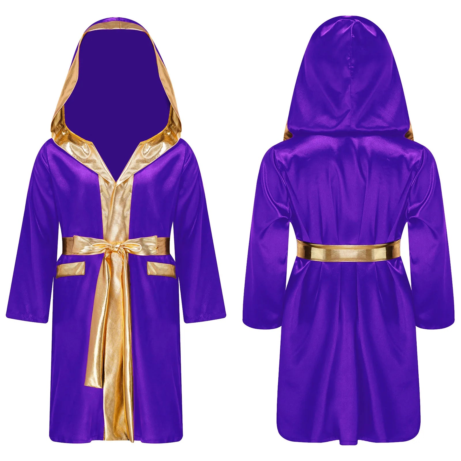 Robe de boxe pour enfants garçons, Costume de Cosplay, Cape à capuche ouverte sur le devant à manches longues avec ceinture pour Kickboxing, entraînement, sport, Fitness