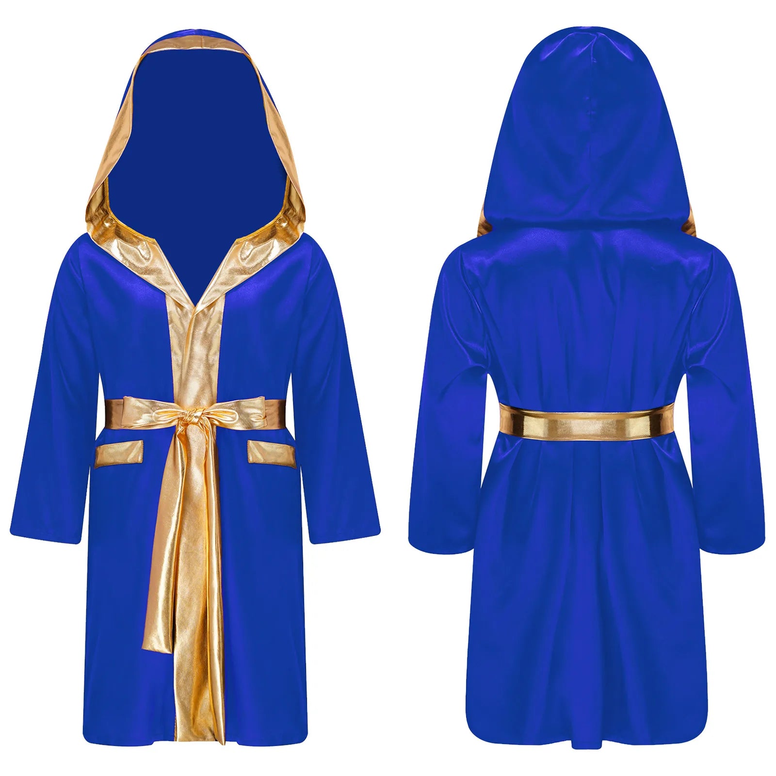 Robe de boxe pour enfants garçons, Costume de Cosplay, Cape à capuche ouverte sur le devant à manches longues avec ceinture pour Kickboxing, entraînement, sport, Fitness
