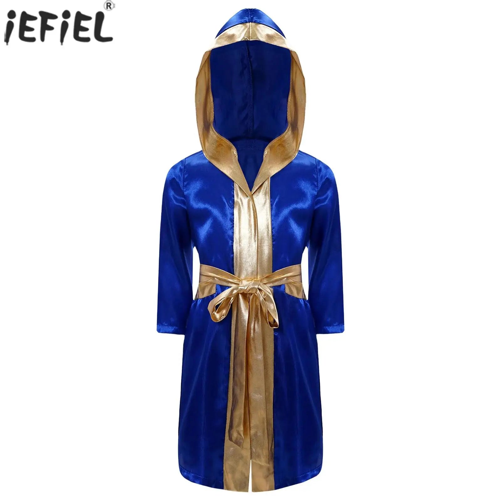 Robe de boxe pour enfants garçons, Costume de Cosplay, Cape à capuche ouverte sur le devant à manches longues avec ceinture pour Kickboxing, entraînement, sport, Fitness