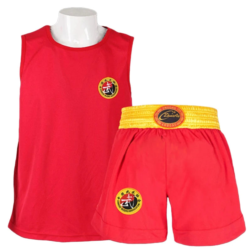 Ensemble de Shorts de boxe pour hommes, femmes et enfants, Muay Thai short t-shirt gilet Sanda BJJ Arts martiaux combat Kickboxing