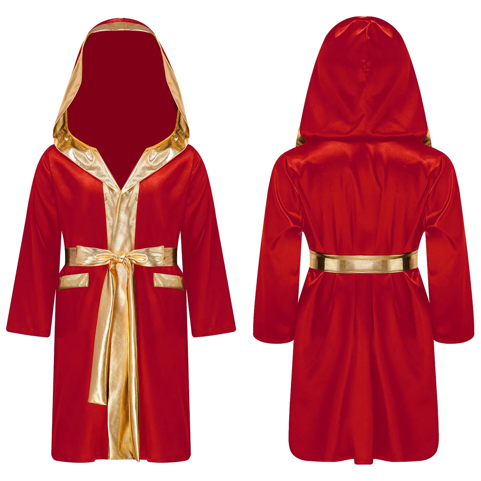 Robe de boxe pour enfants garçons, Costume de Cosplay, Cape à capuche ouverte sur le devant à manches longues avec ceinture pour Kickboxing, entraînement, sport, Fitness
