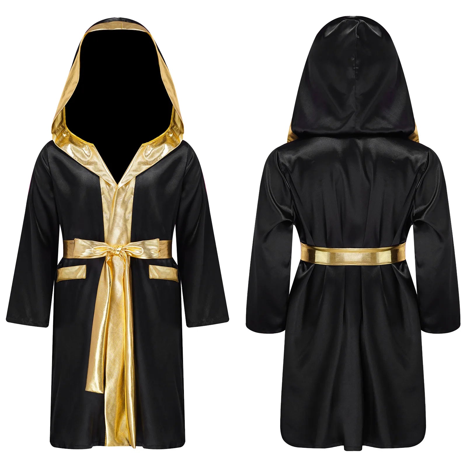 Robe de boxe pour enfants garçons, Costume de Cosplay, Cape à capuche ouverte sur le devant à manches longues avec ceinture pour Kickboxing, entraînement, sport, Fitness