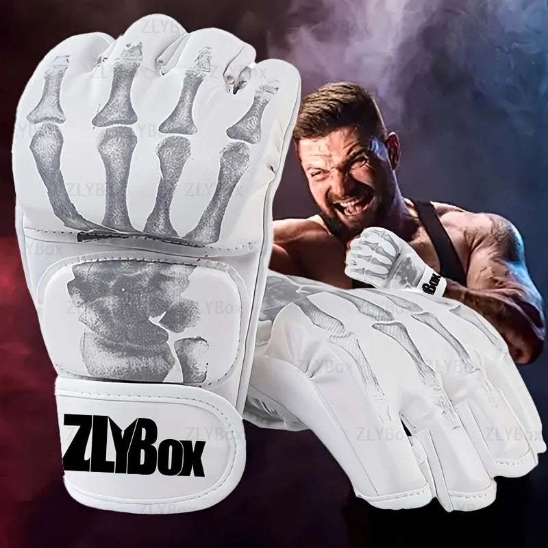 1 paire de gants de boxe en Pu Mma, sac de sable demi-doigt, gants de Taekwondo Muay Thai, équipement d'entraînement de boxe professionnel