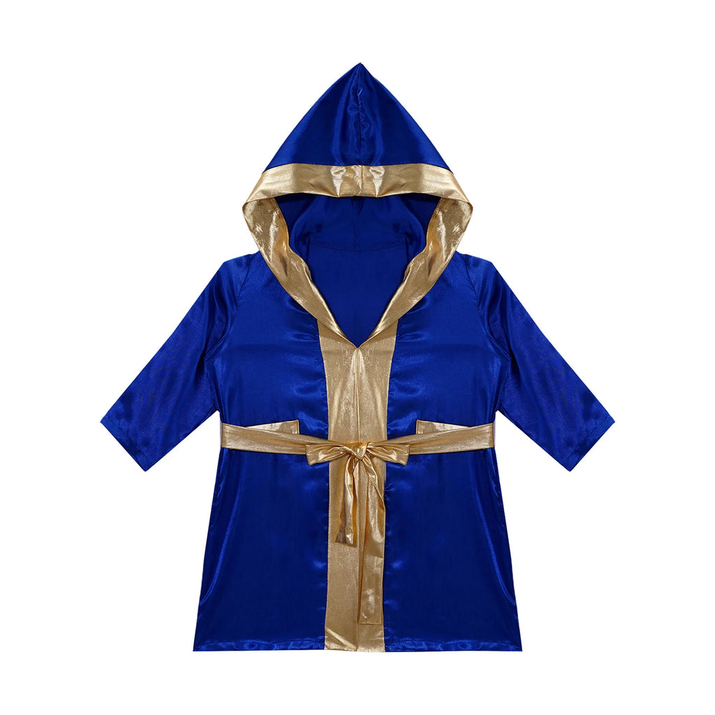 Robe de boxe pour enfants garçons, Costume de Cosplay, Cape à capuche ouverte sur le devant à manches longues avec ceinture pour Kickboxing, entraînement, sport, Fitness